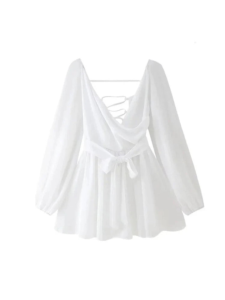 Amelia - Elegant A-Line V-Neck Ruffle Mini Dress